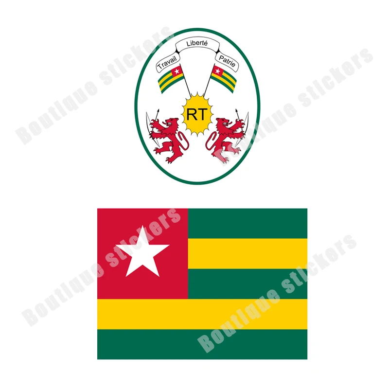 

Car Exquisite Decals Togo National Flag and National Emblem Stickers Realistic Creative Coverage Scratches Car Window Decoration