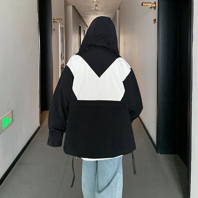 2020 Spring And Autumn New Youth Popular Men's Loose Color Block Hooded Jacket Fashion Casual Big Pocket Top Black/Blue 
2020 Spring And Autumn New Youth Popular Men's Loose Color Block Hooded Jacket Fashion Casual Big Pocket Top Black/Blue
