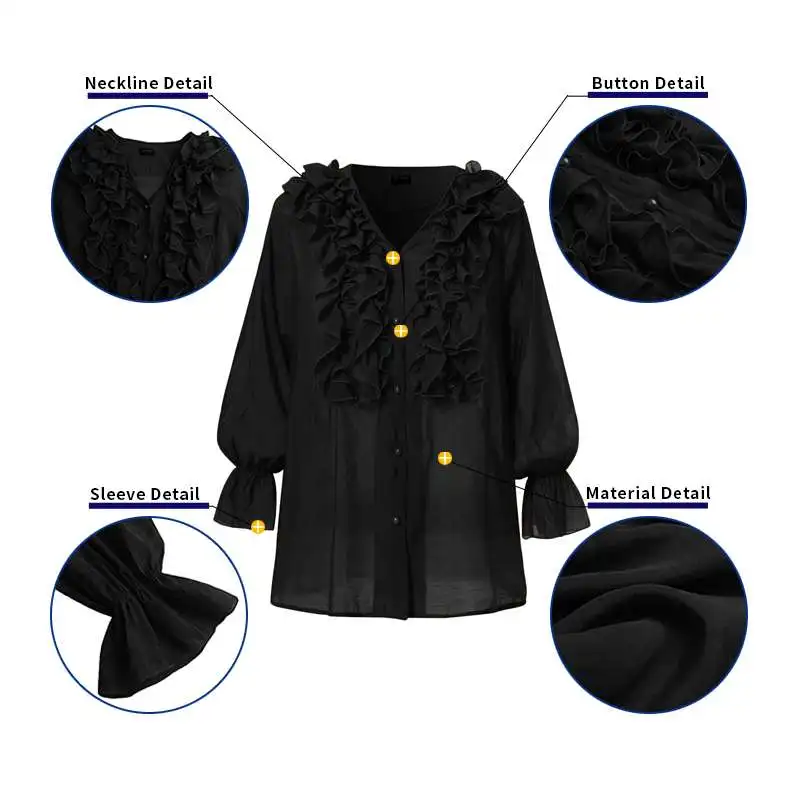 Women Office Ladies Blouse Sexy Flare Sleeve V Neck Ruffled Party Tops 2021 VONDA Casual 3/4 Sleeve Solid Color Blouse
Women Office Ladies Blouse Sexy Flare Sleeve V Neck Ruffled Party Tops 2021 VONDA Casual 3/4 Sleeve Solid Color Blouse