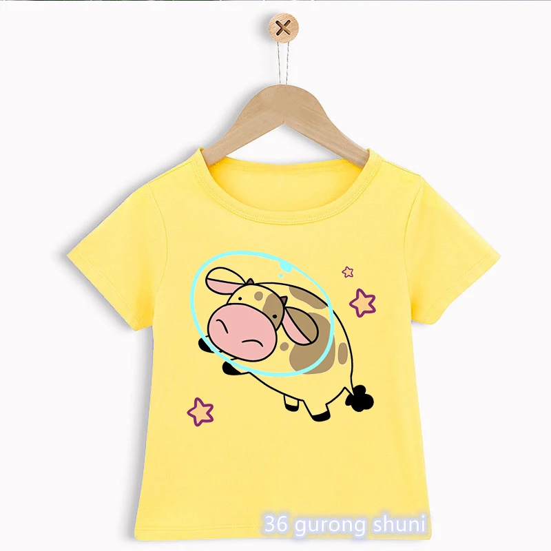 Футболка для мальчиков милая детская футболка с графическим принтом коровы