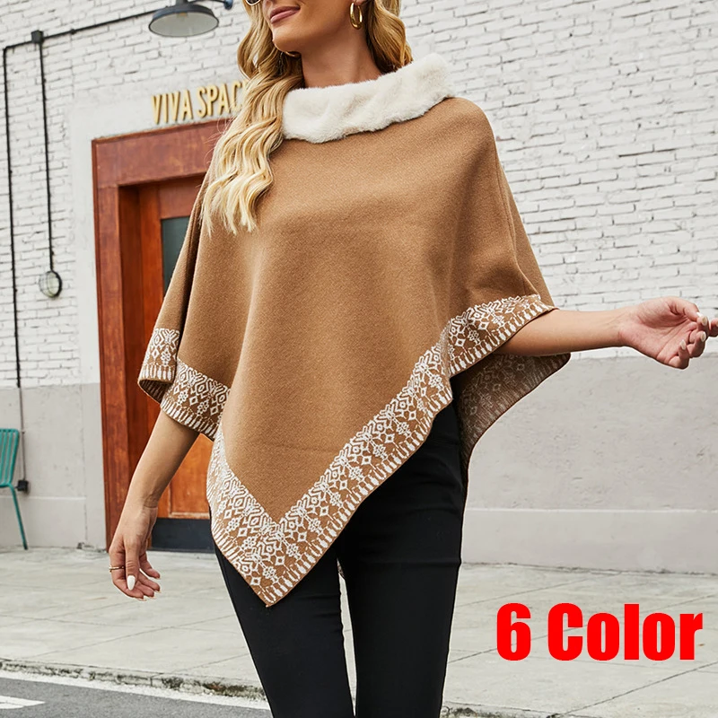 

2022 New Autumn Winter Sweaters Capes Ponchoes Sweater Shawl Pullover Knitting Tops Cloak Knitwear Women Clothing