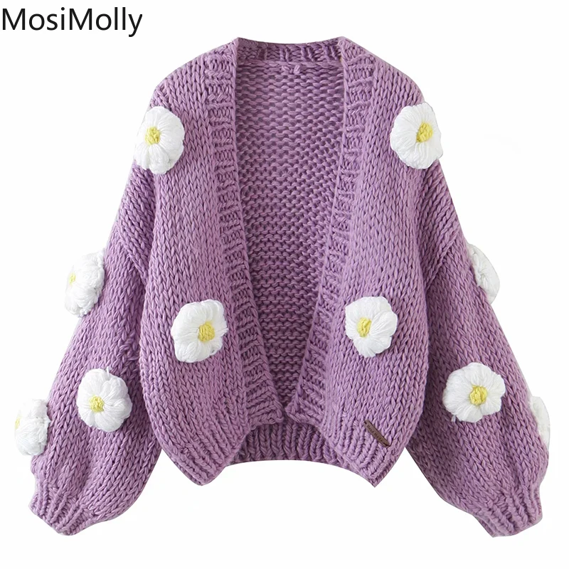 Handmade Cardigan Women Purple Puffs Cardigan Flowear Knitting Sweater Sweater Jumper Women Boho Coats Outerwear Loungewear
Handmade Cardigan Women Purple Puffs Cardigan Flowear Knitting Sweater Sweater Jumper Women Boho Coats Outerwear Loungewear