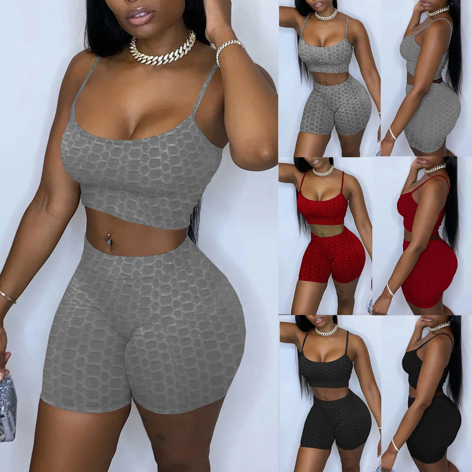 Sexy Suspender Suit Women's Solid Sleeveless O-neck Sport Pullover Leisure Crop Tops + Pants Set
Sexy Suspender Suit Women's Solid Sleeveless O-neck Sport Pullover Leisure Crop Tops + Pants Set