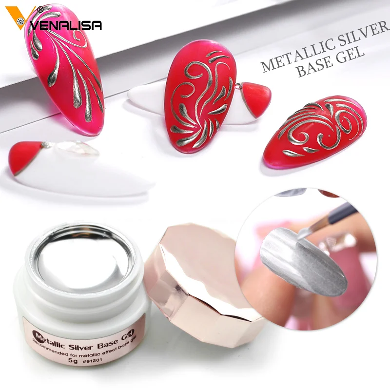 Sliver Gel Base Metal Effect Line Soak Off Led Glass Transparent Colors Polish 5g Cheap Nail Venalisa UV | Красота и здоровье