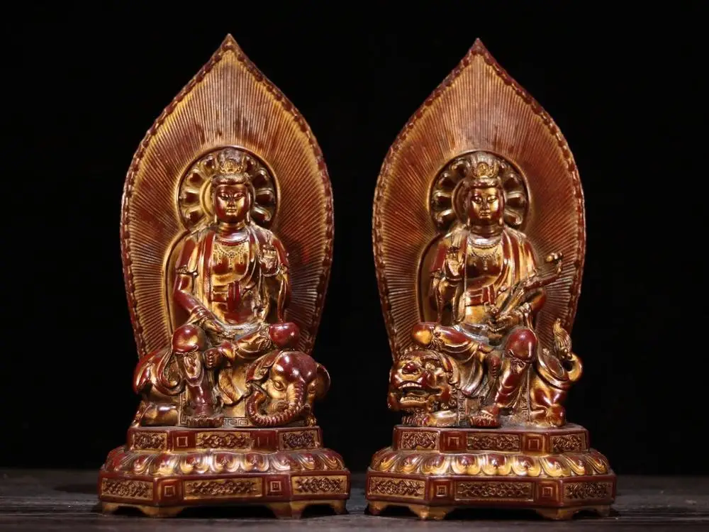 14" Tibet Buddhism Temple old bronze Painted Cinnabars Manjushri Samantabhadra Buddha Statue Guanyin Avalokitesvara
14" Tibet Buddhism Temple old bronze Painted Cinnabars Manjushri Samantabhadra Buddha Statue Guanyin Avalokitesvara