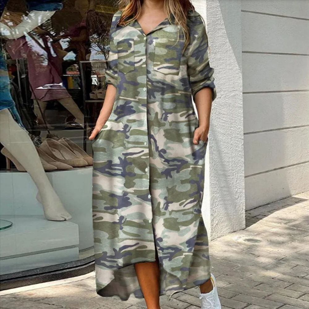 Women Elegant Button Down Long Shirt Dress Summer Chain Print Lapel Neck Party Dress Casual Long Sleeve Maxi Beach Dress Vestido 
Women Elegant Button Down Long Shirt Dress Summer Chain Print Lapel Neck Party Dress Casual Long Sleeve Maxi Beach Dress Vestido