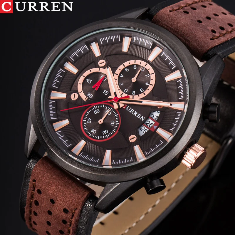 CURREN Brand Luxury Casual Military Quartz Sports Wristwatch Genuine Leather Strap Male Clock Chronograph Date Men Watches
CURREN Brand Luxury Casual Military Quartz Sports Wristwatch Genuine Leather Strap Male Clock Chronograph Date Men Watches