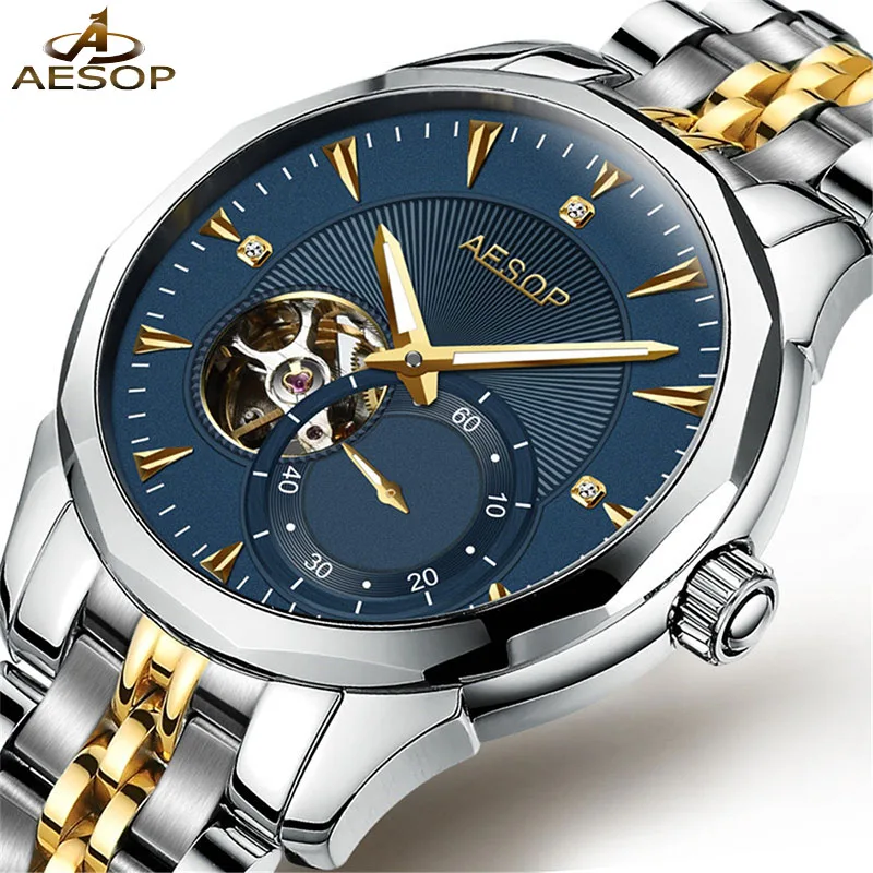 

AESOP Watch Men Luxury Automatic Skeleton Mechanical Tourbillo Watch Sapphire Man Wrist Wristwatch Male Clock Relogio Masculino