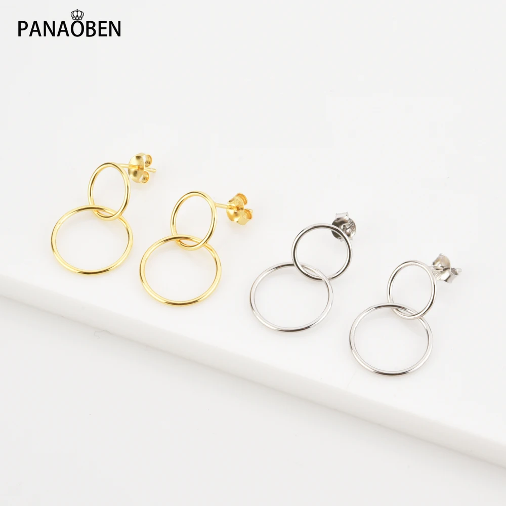 PANAOBEN 925 Sterling Silver earrings for women Gold Small Two Circle Drop Earring Piercing Hoops Earing Pendientes Tiny Jewelry
PANAOBEN 925 Sterling Silver earrings for women Gold Small Two Circle Drop Earring Piercing Hoops Earing Pendientes Tiny Jewelry