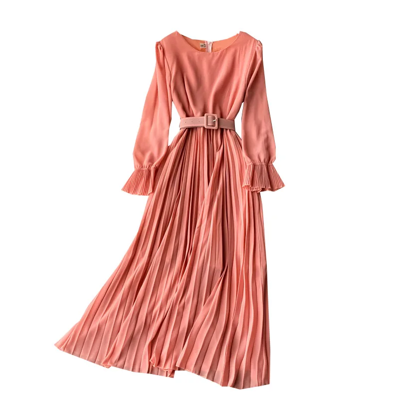 2021 spring new women o-neck butterfly sleeve waist chiffon pleated dress female elegant ruffles dresses
2021 spring new women o-neck butterfly sleeve waist chiffon pleated dress female elegant ruffles dresses