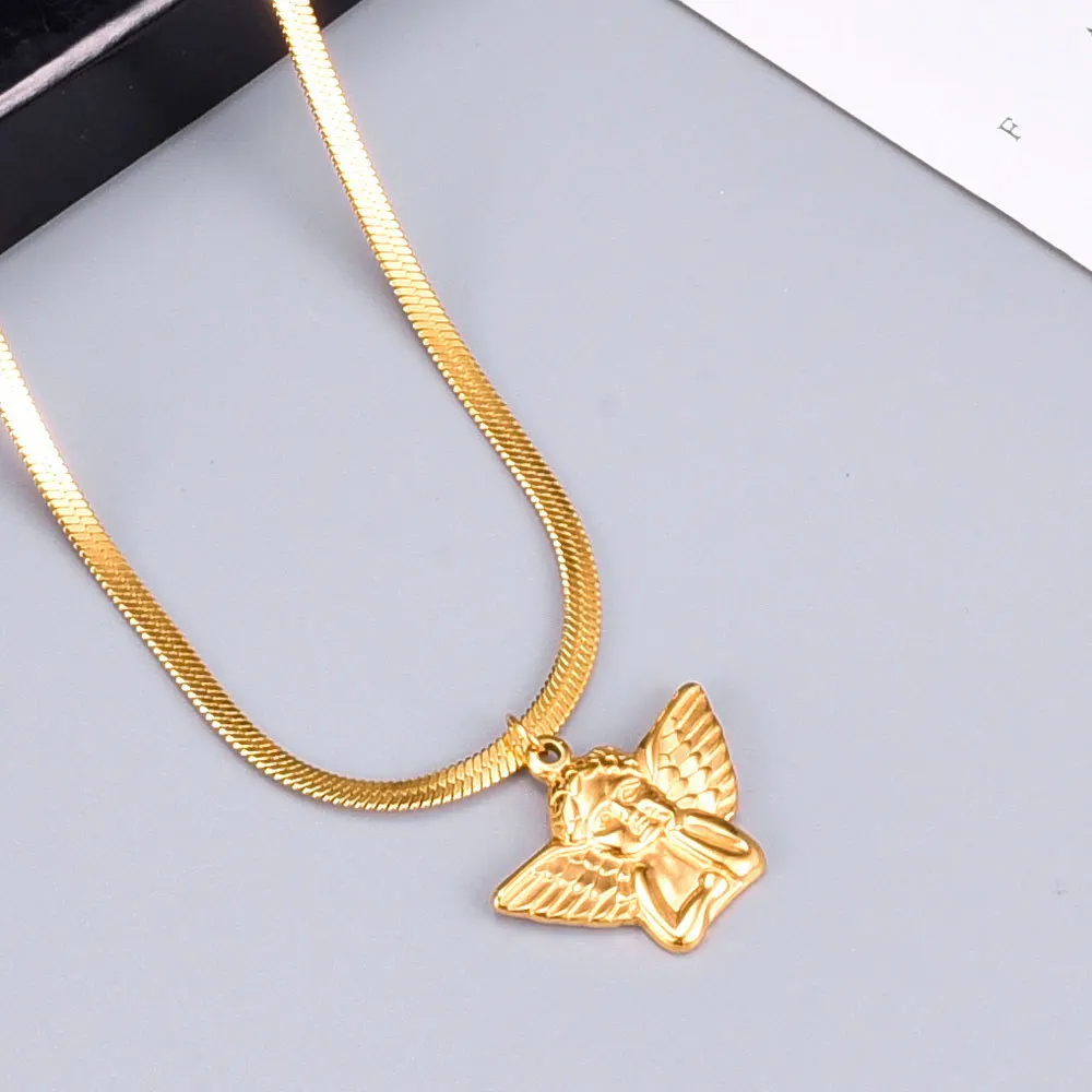2021 Retro Couple Jewelry Gothic Stainless Steel Men's Chain Choker Female 18k Gold Color Necklaces for Women Cute Angel Pendant
2021 Retro Couple Jewelry Gothic Stainless Steel Men's Chain Choker Female 18k Gold Color Necklaces for Women Cute Angel Pendant