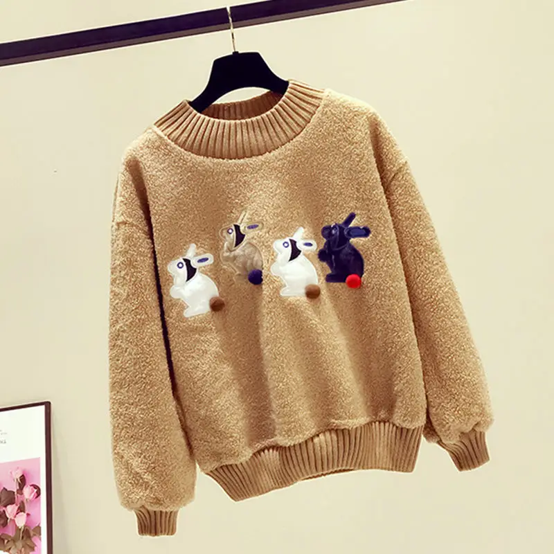Cashmere sweater women's winter 2020 new cashmere thickened Korean long sleeve loose top