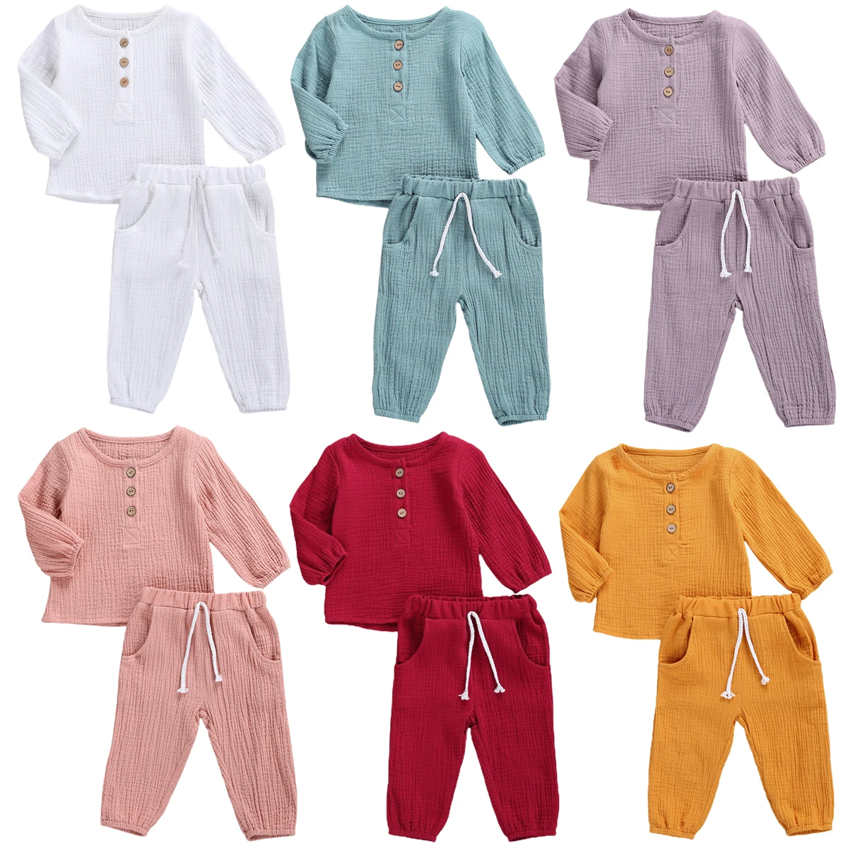 Baby Boy Girl Clothes Cotton Linen Long Sleeve Long Pants Round Collar Pocket 2Pcs Set Double-sided Wrinkle Button Outfits 6M-5Y
Baby Boy Girl Clothes Cotton Linen Long Sleeve Long Pants Round Collar Pocket 2Pcs Set Double-sided Wrinkle Button Outfits 6M-5Y