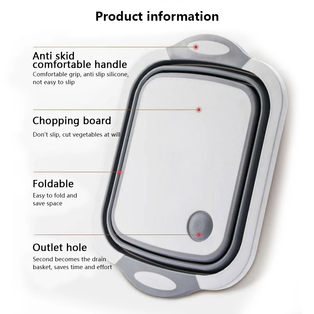 4-IN-1 Folding Cutting Board Basket Collapsible Dish Tub With Draining Plug Colander Fruits Vegetables Wash Drain Sink Storage
4-IN-1 Folding Cutting Board Basket Collapsible Dish Tub With Draining Plug Colander Fruits Vegetables Wash Drain Sink Storage