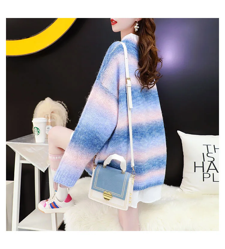 Stripe Gradient Loose Thin Sweater Sweet Girl Korean Fashion Loungewear Women Pink Sweater Femme Chandails Women Clothes EH50SW
Stripe Gradient Loose Thin Sweater Sweet Girl Korean Fashion Loungewear Women Pink Sweater Femme Chandails Women Clothes EH50SW