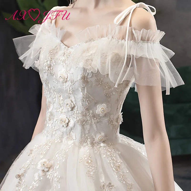 AXJFU princess rose flower white lace bride wedding dress vintage boat neck bow illusion beading crystal white wedding dress 
AXJFU princess rose flower white lace bride wedding dress vintage boat neck bow illusion beading crystal white wedding dress