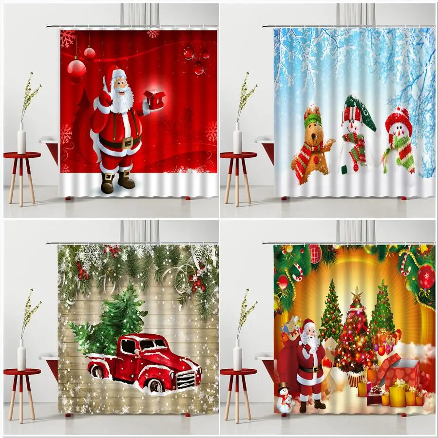 Merry Christmas Theme Shower Curtains Santa Claus Xmas Tree Gift Snowman Pattern Party Background Decor Home Bathroom Supplies
Merry Christmas Theme Shower Curtains Santa Claus Xmas Tree Gift Snowman Pattern Party Background Decor Home Bathroom Supplies