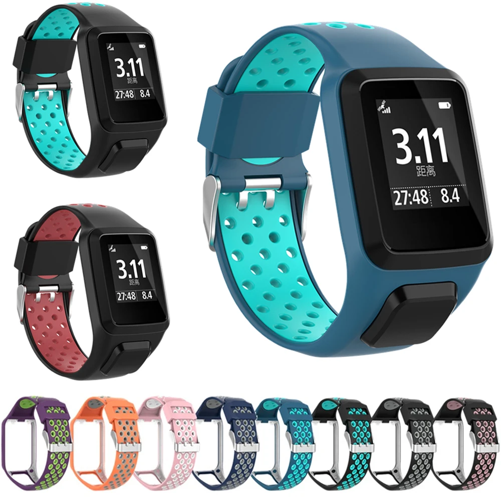 

Double Color Strap For Tomtom Runner 2/3 Smart Watch Silicone Replaceable Bands For Tom Tom Adventurer/Golfer 2/Spark/3 Music