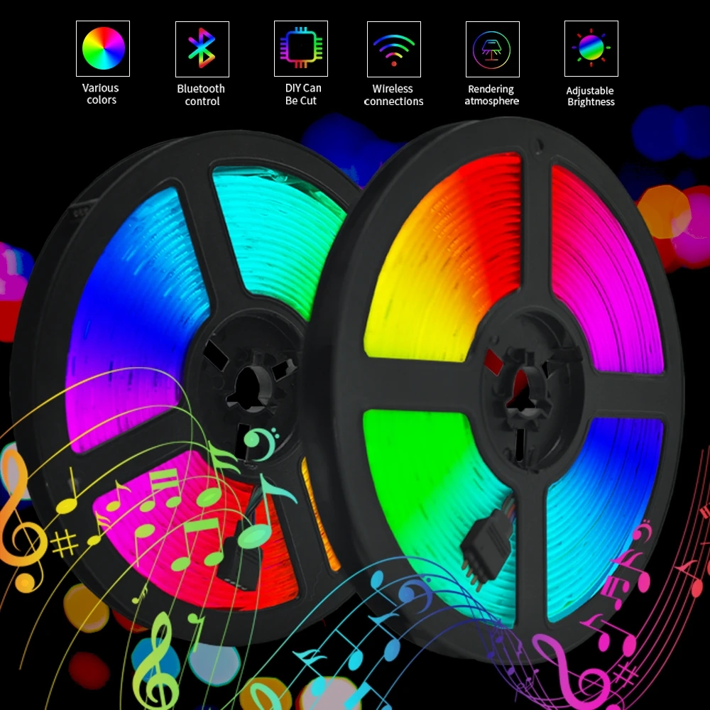 Luces Светодиодные ленты Bluetooth управление RGB 5050 SMD 2835 DC 12V Водонепроницаемая гибкая лента диод 5 м 10 м 15 м WiFi светодиодный ные лампы
Luces Светодиодные ленты Bluetooth управление RGB 5050 SMD 2835 DC 12V Водонепроницаемая гибкая лента диод 5 м 10 м 15 м WiFi светодиодный ные лампы