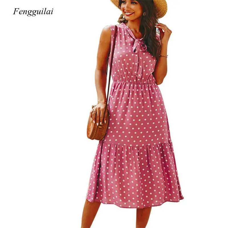 Summer Bandage Dress Women Polka Dot Chiffon White Elegant Sleeveless Beach Casual Bow Collar Plus Size Midi A-Line Tank Vestido
Summer Bandage Dress Women Polka Dot Chiffon White Elegant Sleeveless Beach Casual Bow Collar Plus Size Midi A-Line Tank Vestido