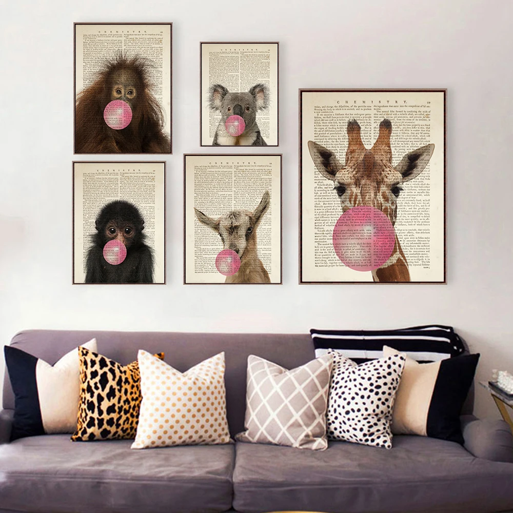 Animal Zebra Giraffe Koala Elephant Chewing Bubble Gum Canvas Poster Print Painting Picture for Wall decor art Bedroom Nursery
Animal Zebra Giraffe Koala Elephant Chewing Bubble Gum Canvas Poster Print Painting Picture for Wall decor art Bedroom Nursery