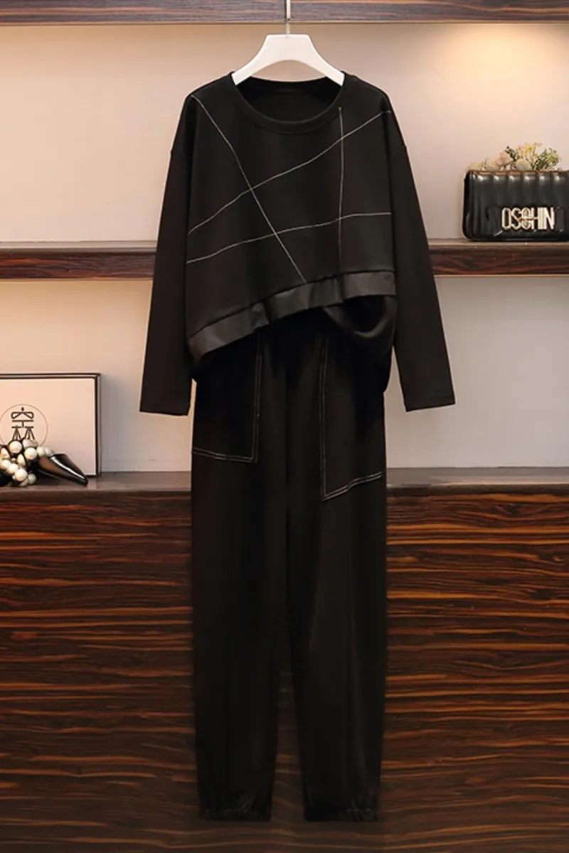 Plus Size Pants Suit Women Two Piece Set 2020 Autumn New Large Girl's Casual Loose Irregular Pullover+Elastic Waist Pants Femme
Plus Size Pants Suit Women Two Piece Set 2020 Autumn New Large Girl's Casual Loose Irregular Pullover+Elastic Waist Pants Femme