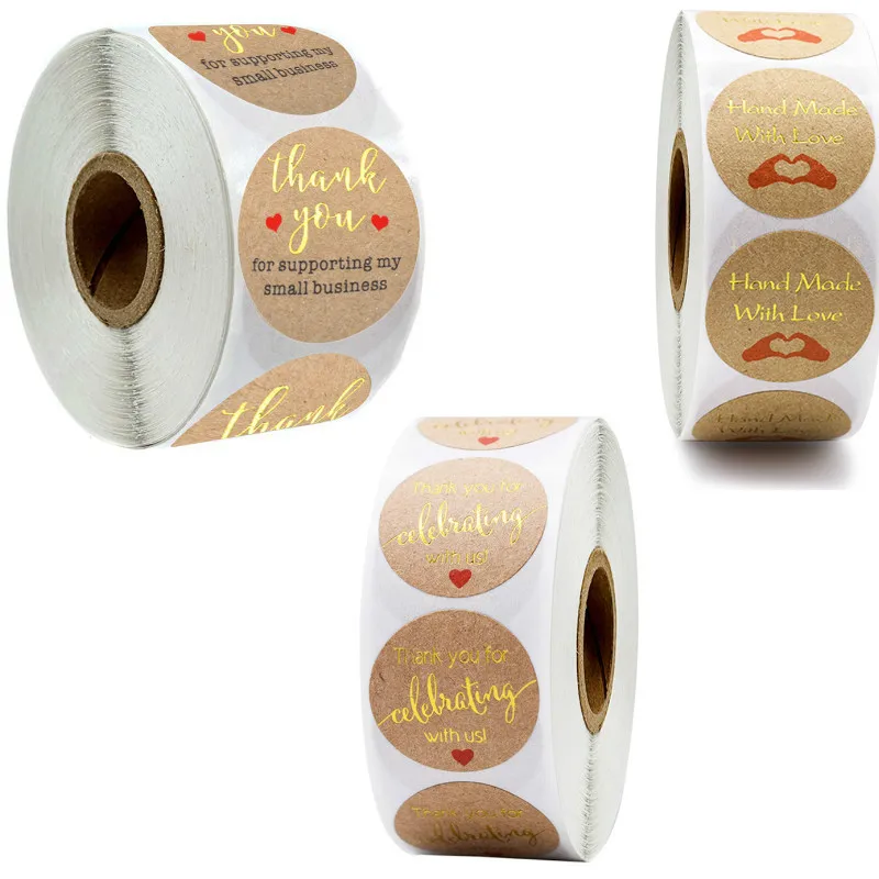 500pcs/Roll Thank You for Supporting My Business Round Stickers Seal Labels Kraft Paper with Gold Foil Labels Handmade Sticker
500pcs/Roll Thank You for Supporting My Business Round Stickers Seal Labels Kraft Paper with Gold Foil Labels Handmade Sticker