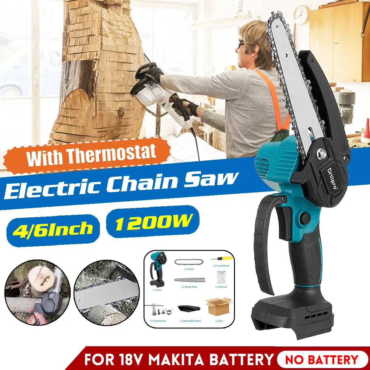 Drillpro 4/6 Inch Cordless Chain Saw Mini Handheld Pruning Saw Woodworking Electric Saw Cutting Tool For Makiita 18V Battery
Drillpro 4/6 Inch Cordless Chain Saw Mini Handheld Pruning Saw Woodworking Electric Saw Cutting Tool For Makiita 18V Battery