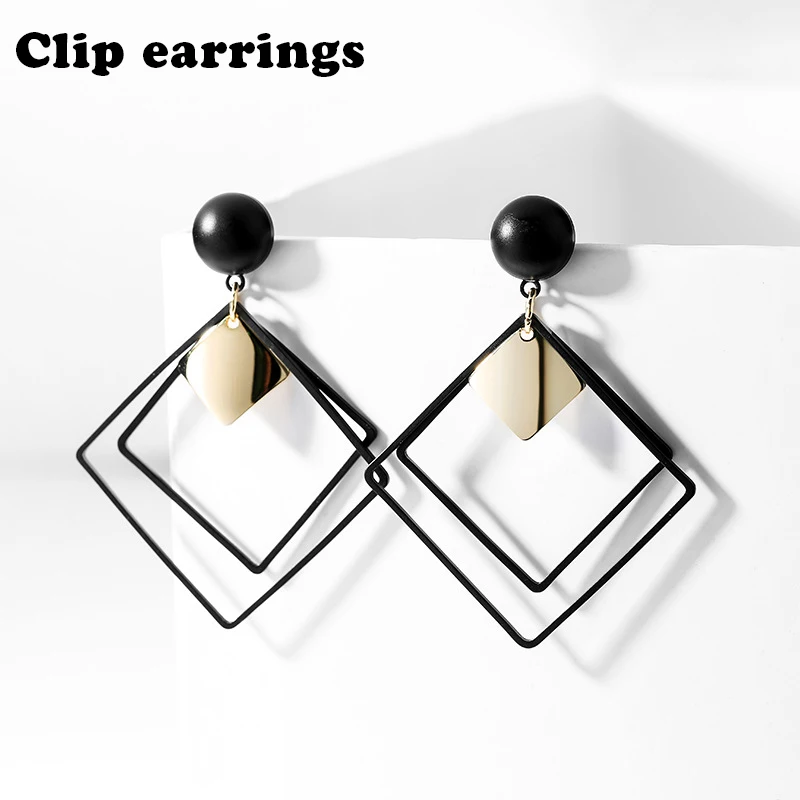 New Fashion Korean Matte Black Clip on Earrings for Women Geometric Square Vintage No Ear Pierced Clip Earring Wedding Jewelry
New Fashion Korean Matte Black Clip on Earrings for Women Geometric Square Vintage No Ear Pierced Clip Earring Wedding Jewelry
