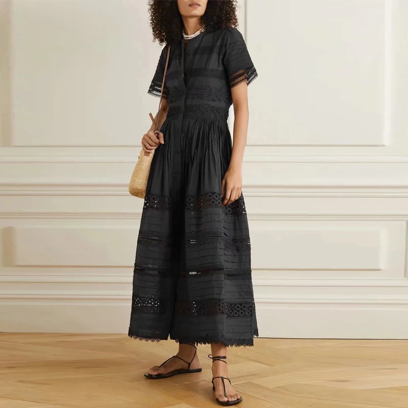 Fashion Lace Runway 2021 Women's White Black Summer Flower Embroidery Hollow Out Midi Elegant Dress
Fashion Lace Runway 2021 Women's White Black Summer Flower Embroidery Hollow Out Midi Elegant Dress