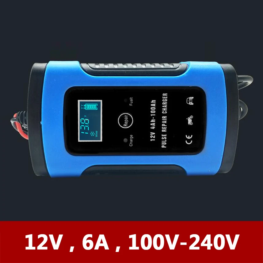 12V 6A Universal Motorcycle Car Battery Charger Intelligent Pulse Repair LCD Display for 10A 20A Lead Acid Battery Charging Unit
12V 6A Universal Motorcycle Car Battery Charger Intelligent Pulse Repair LCD Display for 10A 20A Lead Acid Battery Charging Unit