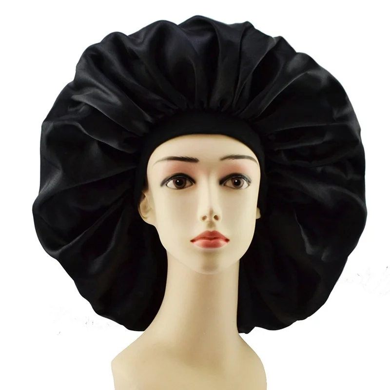 

Super Gi-Ant Sleep Cap Silk Hair Bonnet Cheveux Nuit Bonnets Hat Head Cover Satin Wide Band Adjust for Sleeping