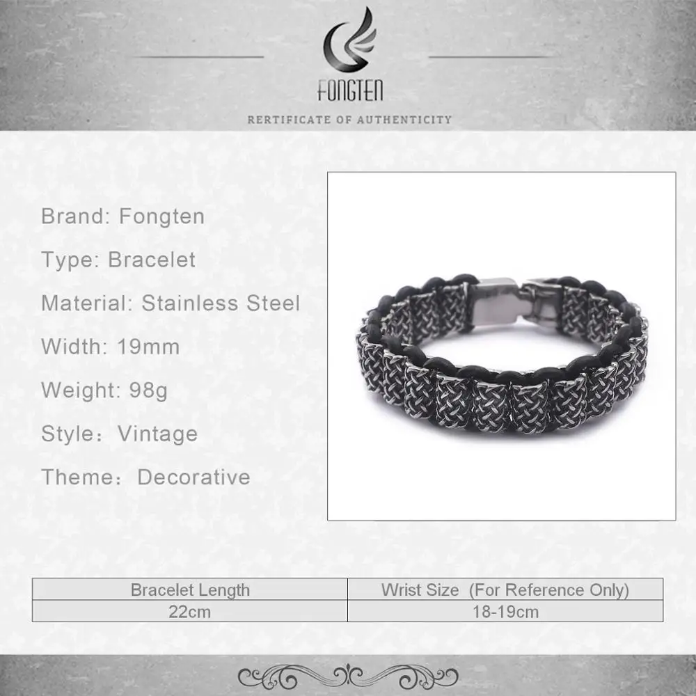 Fongten Black Beaded Charm Cuff Bracelet Men Stainless Steel Vintage Punk Black Bracelets Bangles Male Gift Jewelry
Fongten Black Beaded Charm Cuff Bracelet Men Stainless Steel Vintage Punk Black Bracelets Bangles Male Gift Jewelry