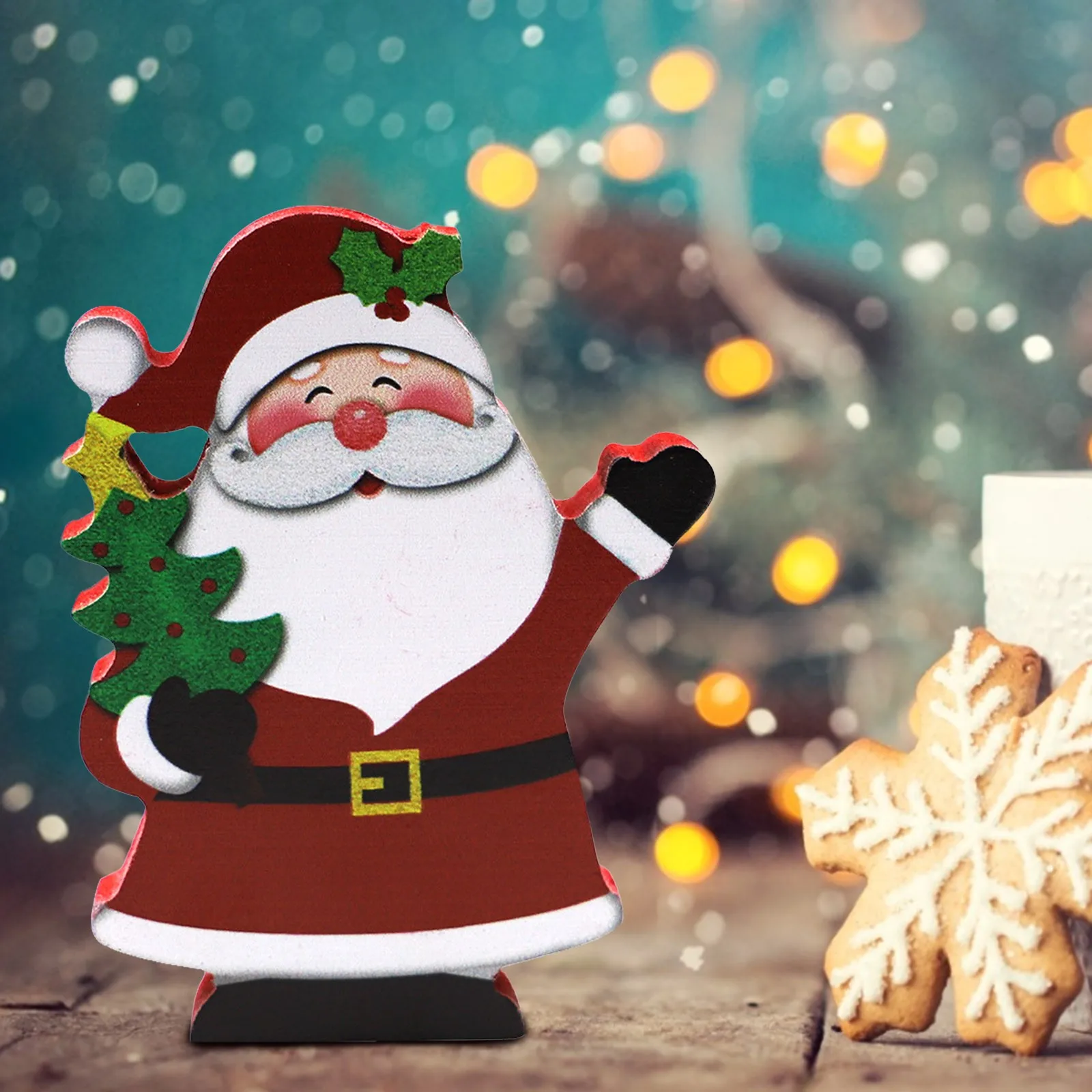 

Дед Мороз, снеговик, деревянное ремесло, Рождественское украшение для стола, рождественское Рождественское украшение для дома, подарок на Н...