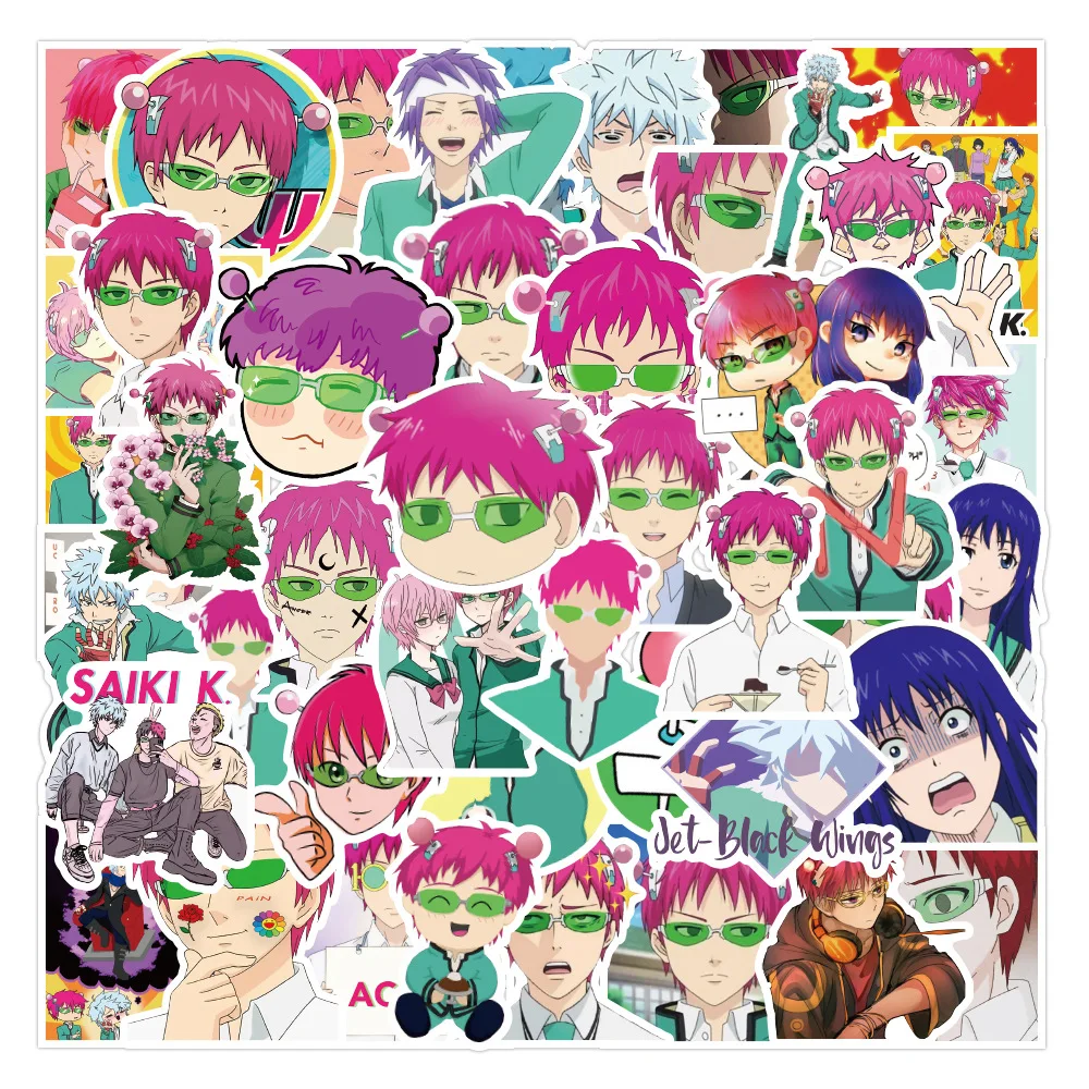 

10/50Pcs Anime The Disastrous Life of Saiki K Stickers Decals Saiki Kusuo Sticker for Laptop Skateboard Motorcycle Kids DIY Toys