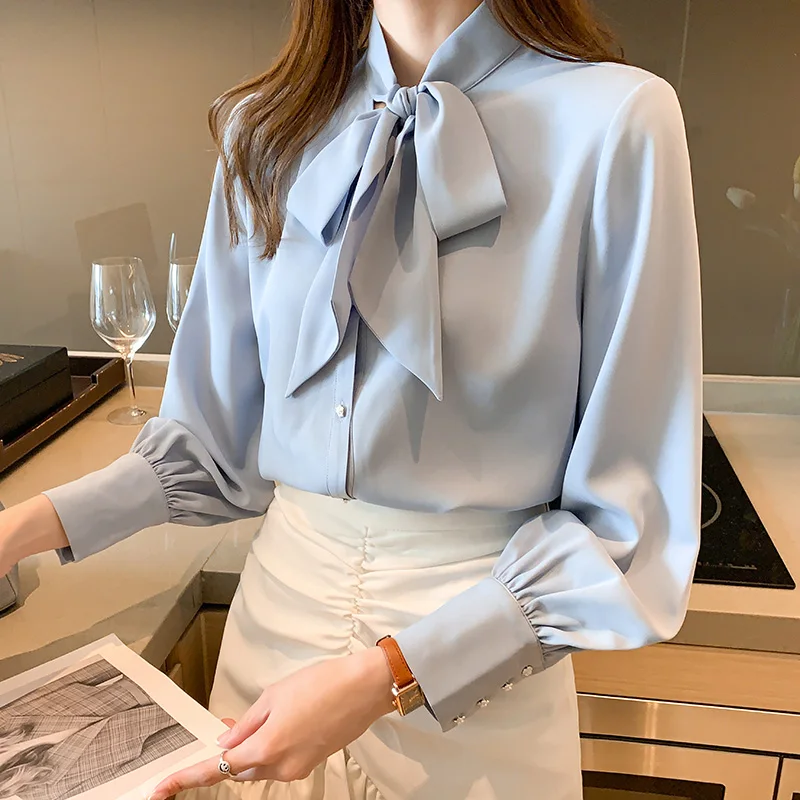 Bow Tie Button Cuff Women Blouse Elegant Long Sleeve Shirts Office Ladies Plus Size Single Breasted Solid Spring Shirt
Bow Tie Button Cuff Women Blouse Elegant Long Sleeve Shirts Office Ladies Plus Size Single Breasted Solid Spring Shirt