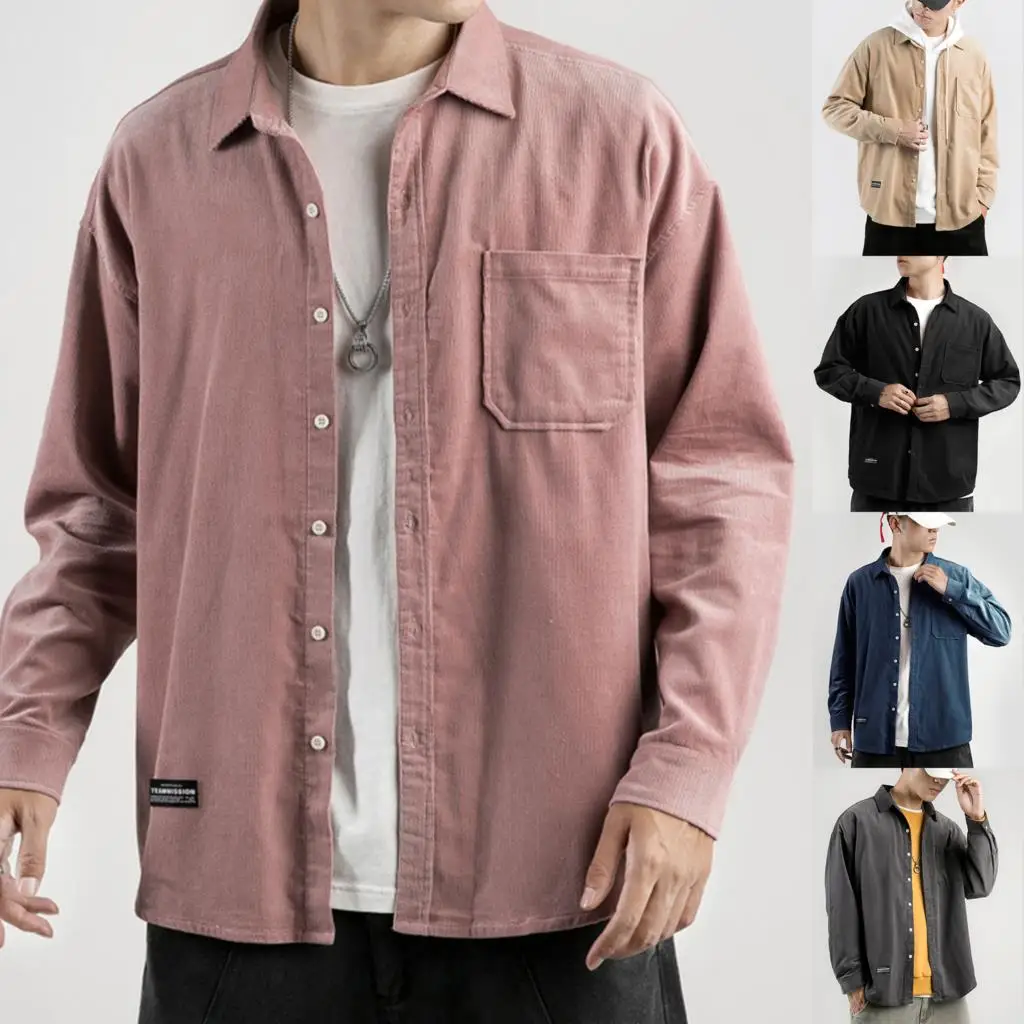 Men Spring Autumn Fashion Brand Vintage Corduroy Shirt Pocket Men's Long Sleeve Solid Color Patchwork Minimalist Lapel Top Shirt 
Men Spring Autumn Fashion Brand Vintage Corduroy Shirt Pocket Men's Long Sleeve Solid Color Patchwork Minimalist Lapel Top Shirt