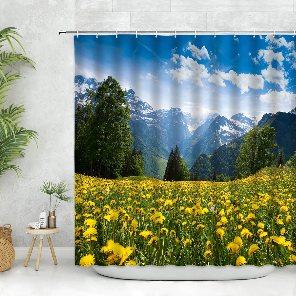Spring Scene Shower Curtain Nature Landscape Field Wildflower Sunny Sky and Hills Valley Cloth Fabric Bathroom Decor Set Hooks
Spring Scene Shower Curtain Nature Landscape Field Wildflower Sunny Sky and Hills Valley Cloth Fabric Bathroom Decor Set Hooks