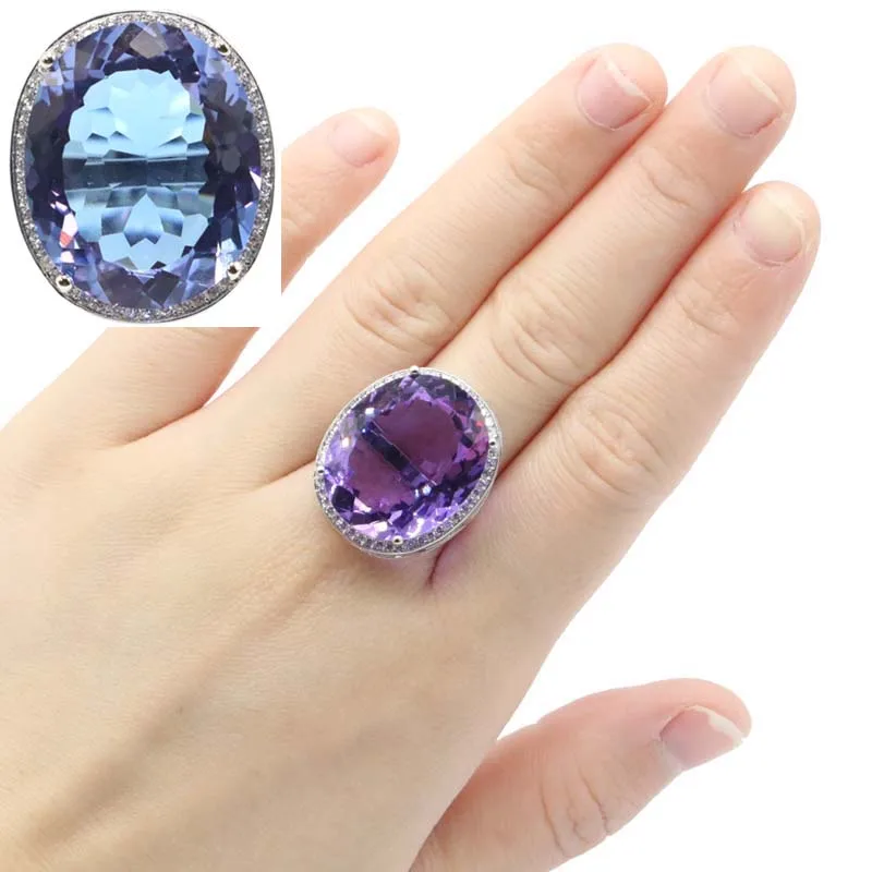 Женские серебряные кольца с александритовым топазом размер 25x21 мм|925 silver ring|silver