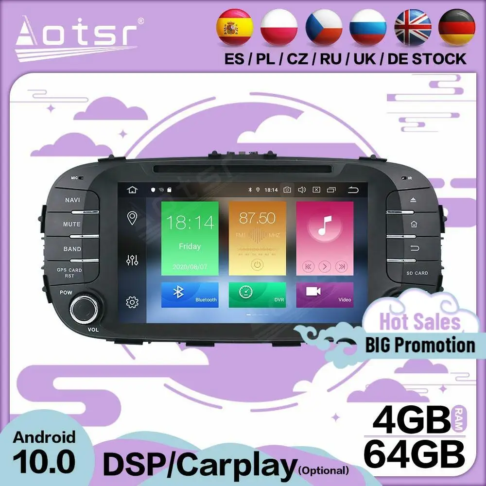 4+64GB Carplay Multimedia Car Stereo Android 10 Player For Kia SOUL 2014 2015 2016 2017 GPS Navi Radio 2 Din Receiver Head Unit
4+64GB Carplay Multimedia Car Stereo Android 10 Player For Kia SOUL 2014 2015 2016 2017 GPS Navi Radio 2 Din Receiver Head Unit