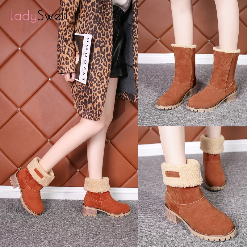 Ботильоны женские зимние с мехом, до середины икры 
Ботильоны женские зимние с мехом, до середины икры