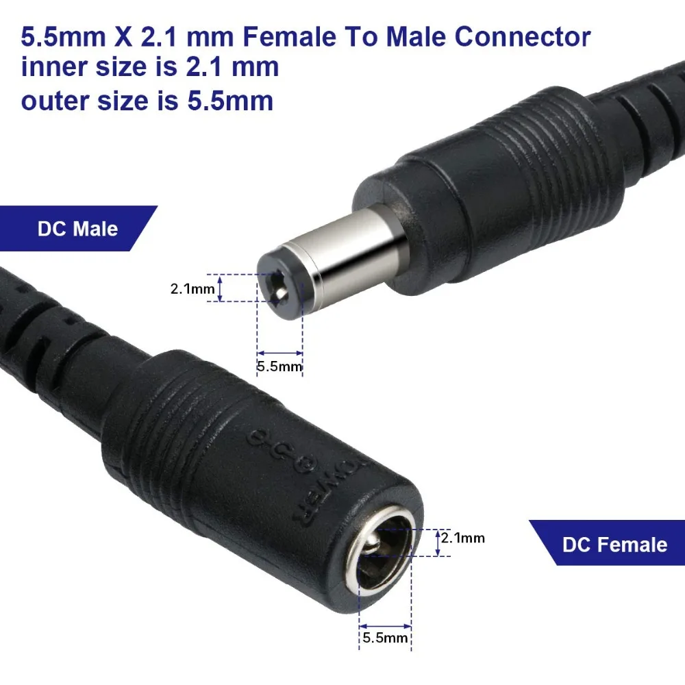 DC Cable Extension Power Extend Cord 12V DC 5.5mmx2.1mm Connector Wire For LED Strip CCTV Camera
DC Cable Extension Power Extend Cord 12V DC 5.5mmx2.1mm Connector Wire For LED Strip CCTV Camera