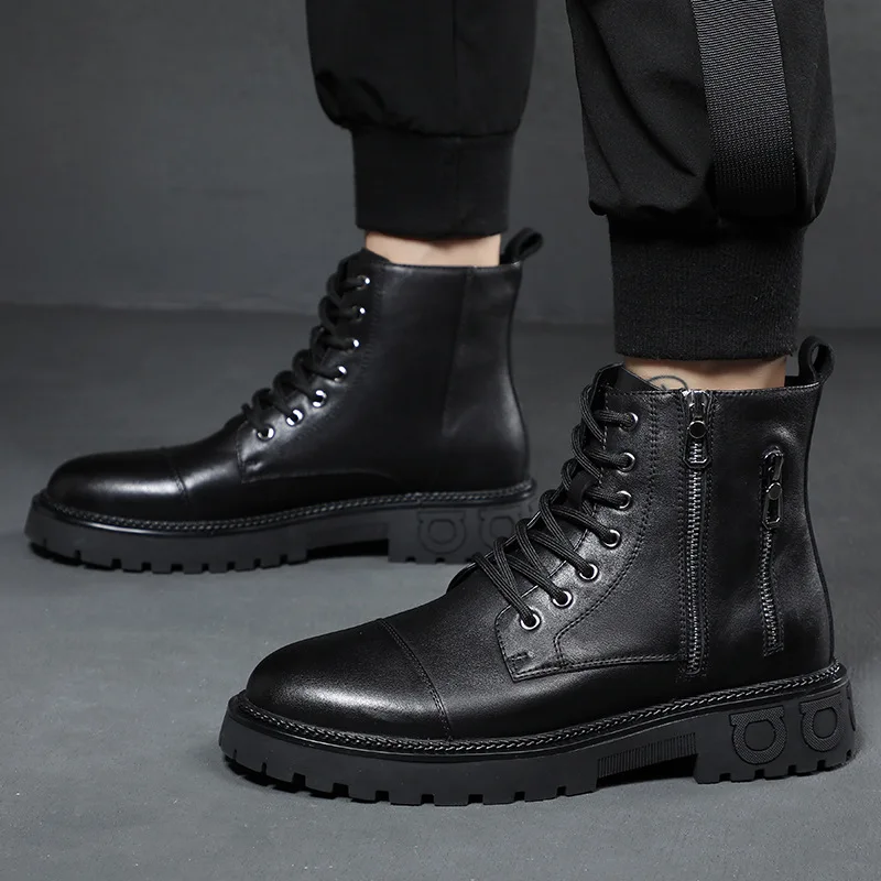 2021 Men's Genuine Leather Business Martin Boots Thick Sole Round Toe Mid Heel Short Boots Casual Shoes High Quality Men's Boots
2021 Men's Genuine Leather Business Martin Boots Thick Sole Round Toe Mid Heel Short Boots Casual Shoes High Quality Men's Boots