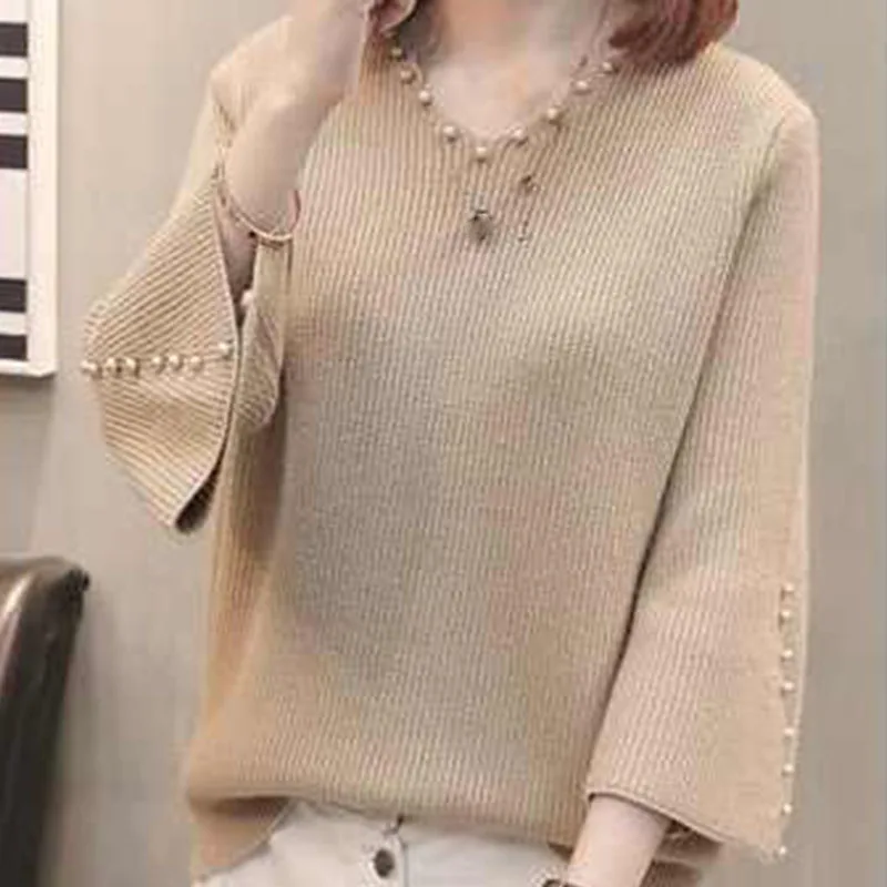 Lucyever Fashion V Neck Knitting Sweater Women 2022 Autumn New Beaded Long Sleeve Jumpers Woman Solid Color Bottoming Pullover
Lucyever Fashion V Neck Knitting Sweater Women 2022 Autumn New Beaded Long Sleeve Jumpers Woman Solid Color Bottoming Pullover