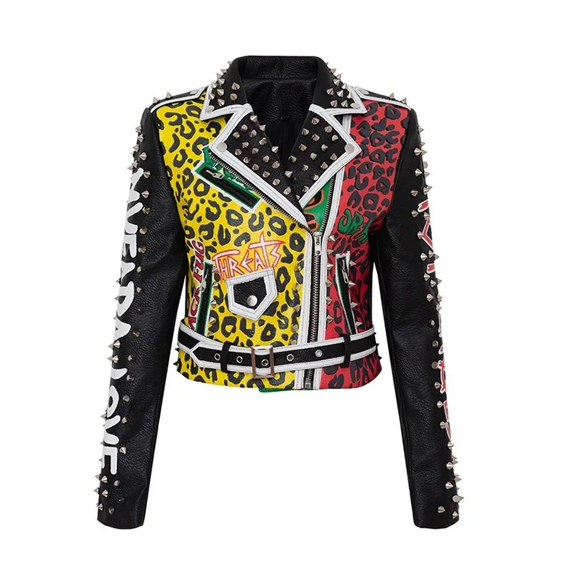 New Punk Rock Coat European and American Graffiti Printing Leather Coat Riveting Machine Car Coat Pu Coat for Women
New Punk Rock Coat European and American Graffiti Printing Leather Coat Riveting Machine Car Coat Pu Coat for Women