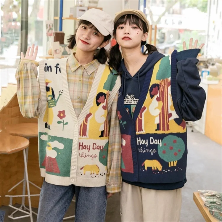 Женский Жаккардовый трикотажный кардиган, Свободный Повседневный офисный кардиган в японском стиле с V-образным вырезом, осень 2021
Женский Жаккардовый трикотажный кардиган, Свободный Повседневный офисный кардиган в японском стиле с V-образным вырезом, осень 2021