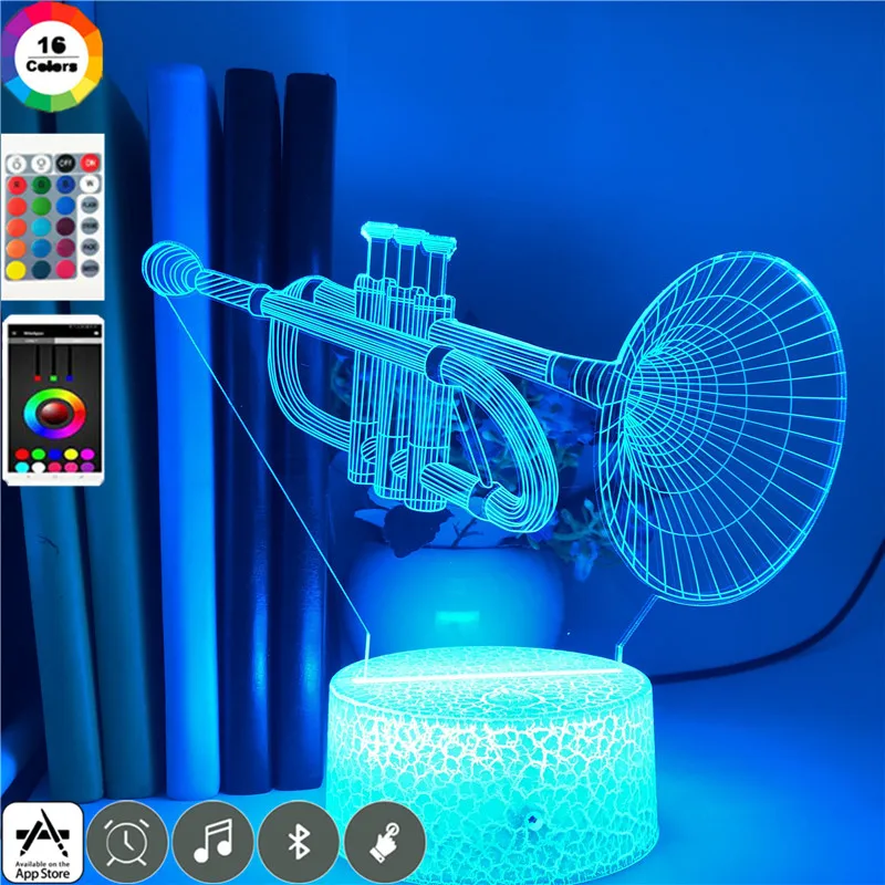 Bluetooth Speaker Cornet 3D Mordern Light Remote Touch Control Lighting Children Multicolor Musical Instrument Led Table Lamp
Bluetooth Speaker Cornet 3D Mordern Light Remote Touch Control Lighting Children Multicolor Musical Instrument Led Table Lamp