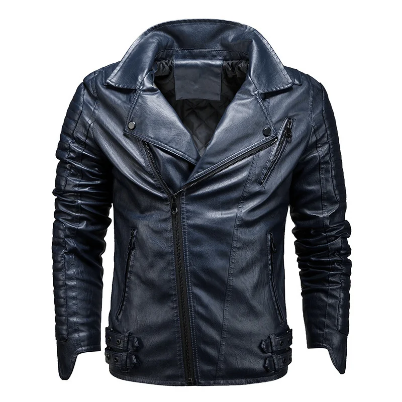 

Мужская кожаная куртка, повседневная мотоциклетная куртка из искусственной кожи, Байкерская ветровка, пальто, брендовая одежда, мужская ку...