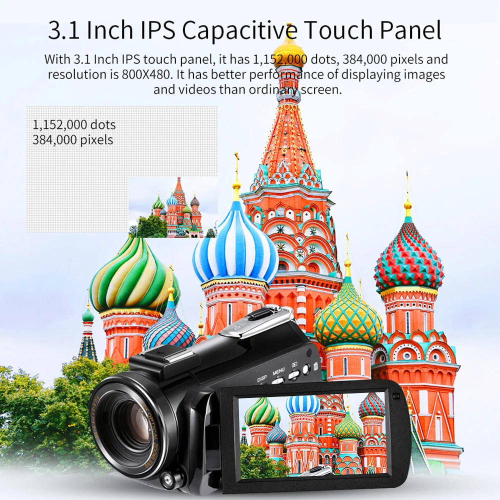 Andoer AC5 4K UHD 24MP Цифровая видеокамера 3 1 "ips тачскрин 12X оптический зум время-Lapse