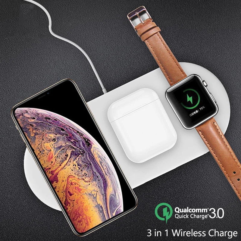 3 in 1 Qi Wireless Charger Pad 2W Magnetic Charging for iWatch Series 4 3 2 1 Wireless Quick Charge for Samsung iPhone iPods Pro
3 in 1 Qi Wireless Charger Pad 2W Magnetic Charging for iWatch Series 4 3 2 1 Wireless Quick Charge for Samsung iPhone iPods Pro
